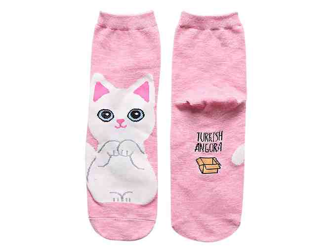 Pink and Navy Cat Breeds Five-Pair Socks Set - Women