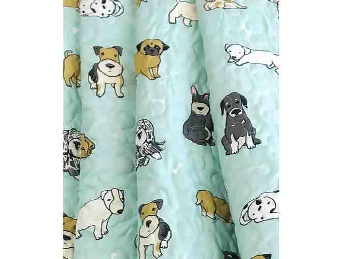 Harper Lane | Blue Puppies Reversible Quilted Sherpa Throw