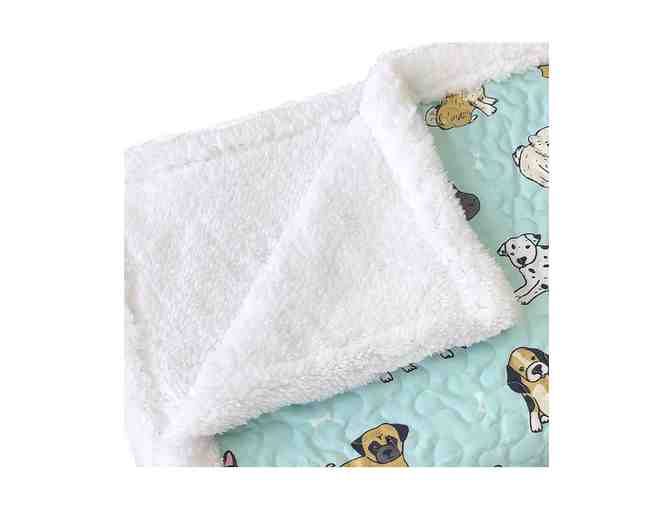 Harper Lane | Blue Puppies Reversible Quilted Sherpa Throw