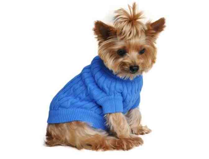 Combed Cotton Cable Knit Dog Sweater - Riverside Blue Large