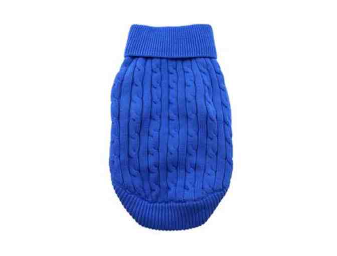Combed Cotton Cable Knit Dog Sweater - Riverside Blue Large