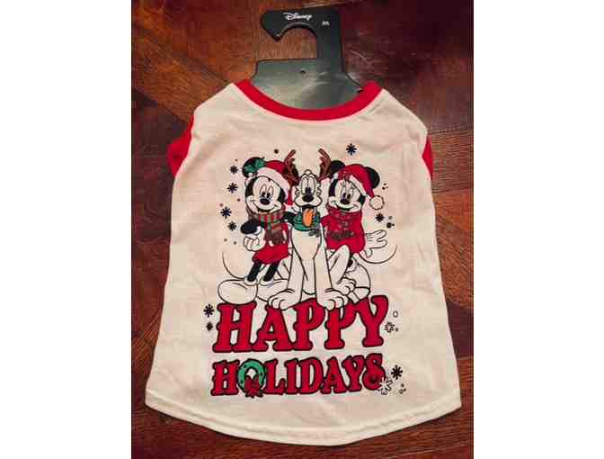 Disney Holiday Pet Dog Tee Shirt Mickey and Minnie Mouse with Pluto - M