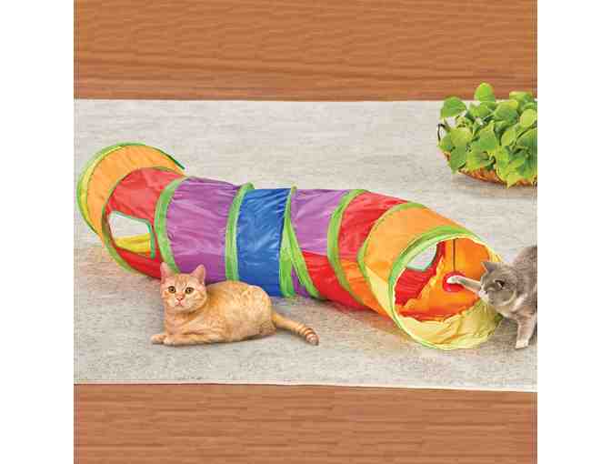 4-Foot Interactive Rainbow Color Cat Play Tunnel