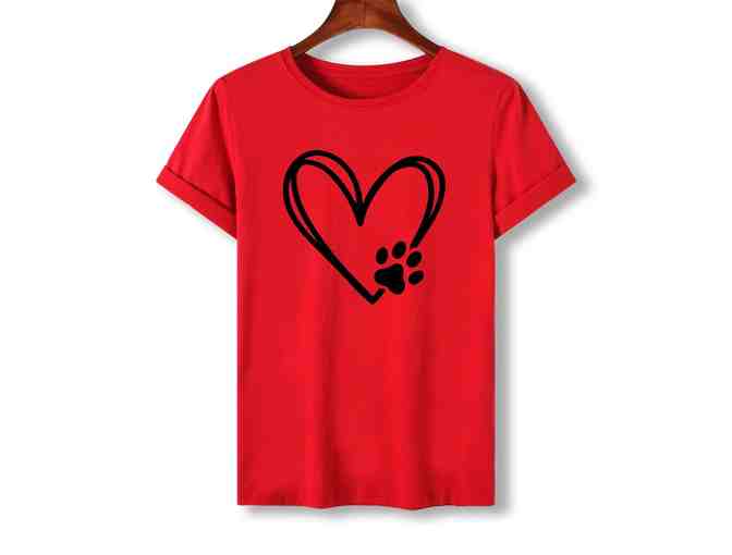 Red Heart & Paw-Print Crewneck Tee - Women size 14