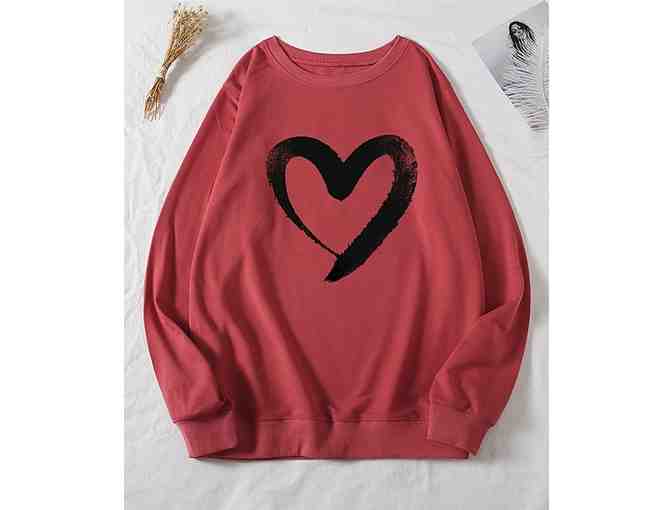 Carmine Heart Round Neck Sweater - Women size 12 - 14 (2XL)