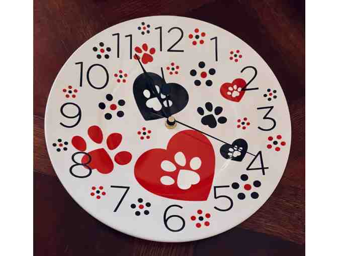 Temp-tations by Tara Ceramic Wall Clock with Hearts and PawPrints