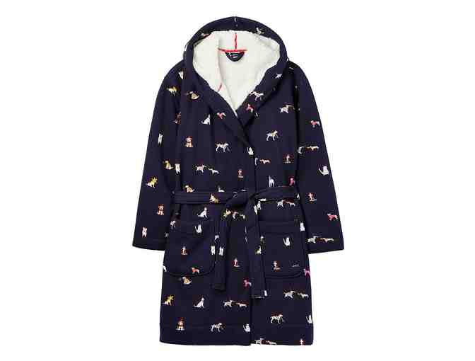 Joules Navy Dog Idlewhile Jersey Hooded Robe women's size s/m - 6/8