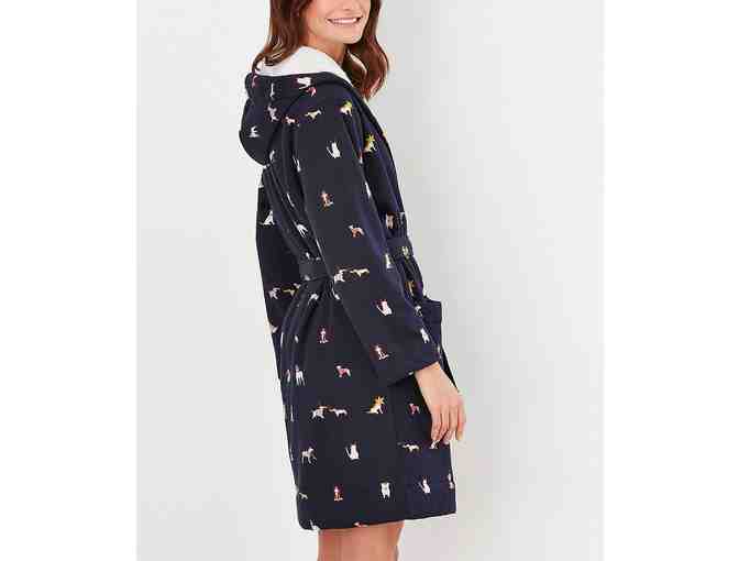 Joules Navy Dog Idlewhile Jersey Hooded Robe women's size s/m - 6/8