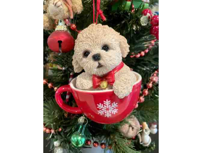 Poodle Puppy Tea Cup Ornament