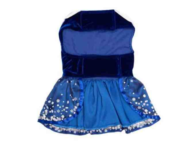 Holiday Harness Dress - Snowflakes on Blue Velvet size Medium
