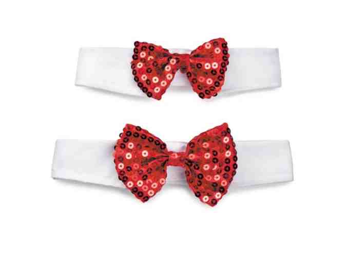 Sequin Dog Bowtie and Collar - Red Sequin Small 8-11' neck