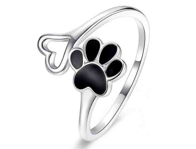 PawPrint and Heart Sterling bypass ring