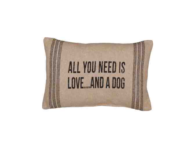 'Love and a Dog' Rustic Throw Pillow