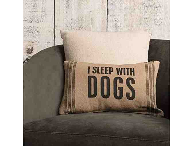 'I Sleep with Dogs' Rustic Throw Pillow