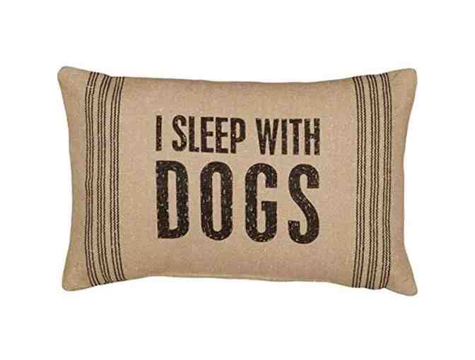 'I Sleep with Dogs' Rustic Throw Pillow