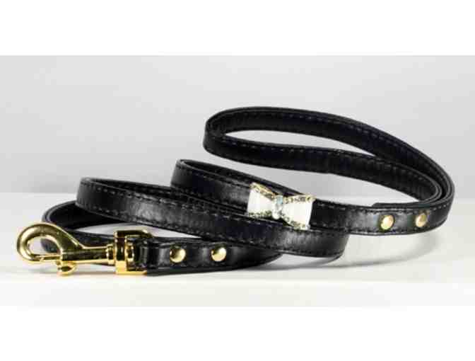 Black Crystal Bow Collar And Lead - Small