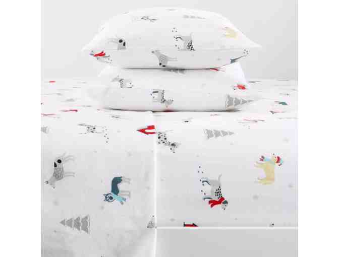 Pups in the Snow Flannel Sheet Set - King