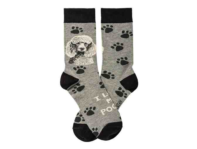 Gray 'I Love My Poodle' Socks - Adult - Photo 1