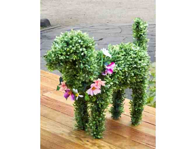 Faux Boxwood Dog for all Seasons