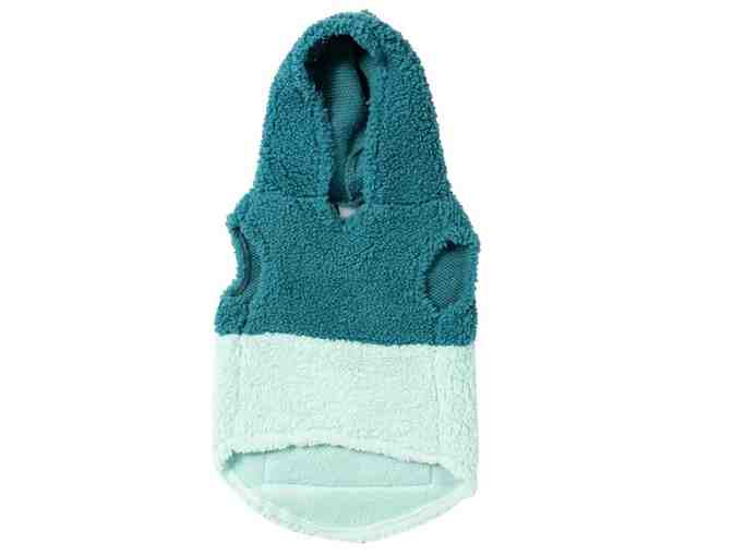 Justice Pet Polyester Sherpa Snowflake Dog Hoodie, Turquoise, S