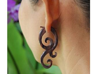 Wood Post Earrings and Tigers Eye Pendant