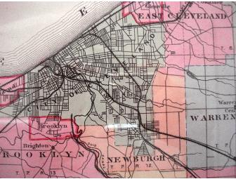 Framed 1874 Outline Map of Cuyahoga County  from Heights Arts