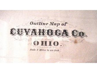 Framed 1874 Outline Map of Cuyahoga County  from Heights Arts
