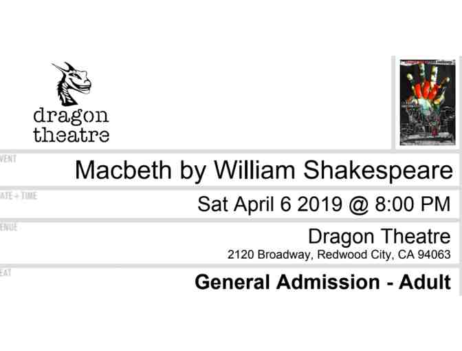 Tickets for 2 for Macbeth at the Dragon Theatre
