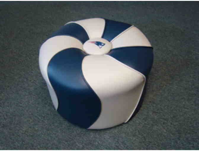 Uniquely Crafted One-of-a-Kind, New England Patriots Leather Ottoman & Tom Brady Photo