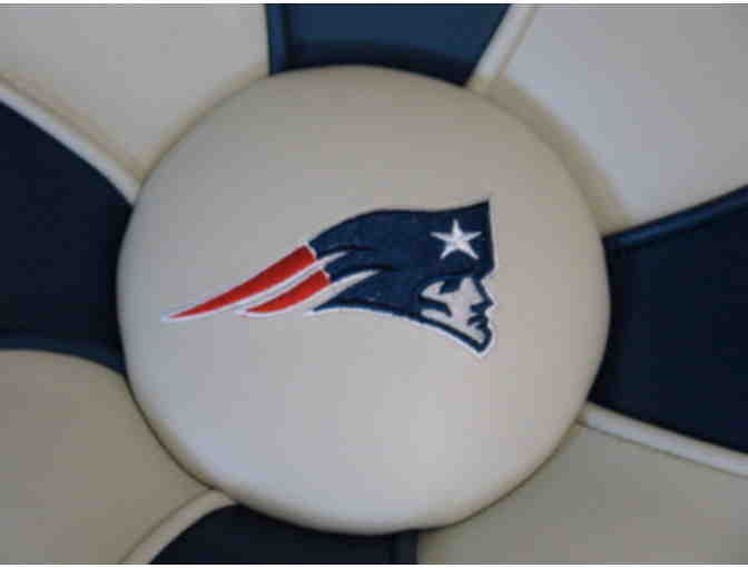 Uniquely Crafted One-of-a-Kind, New England Patriots Leather Ottoman &  Tom Brady Photo