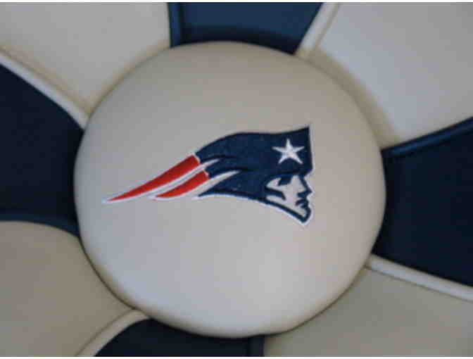 Uniquely Crafted One-of-a-Kind, New England Patriots Leather Ottoman & Tom Brady Photo
