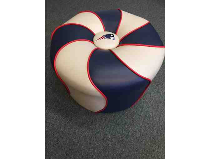 Uniquely Crafted One-of-a-Kind, New England Patriots Leather Ottoman & Tom Brady Photo