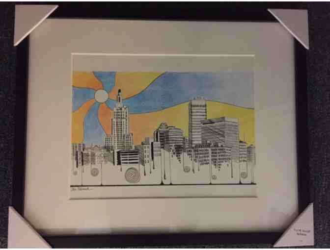'Transitions,' Providence Skyline Drawing by Collin McCormack, Moses Brown Student Artist