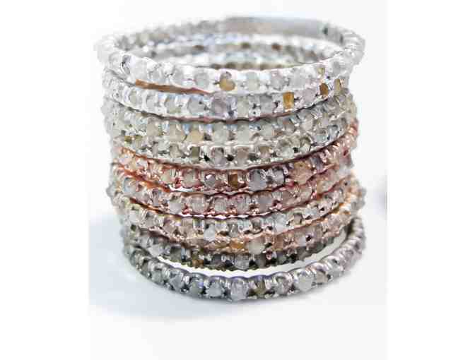 Beautiful Uncut! Raw! Diamonds-in Gold Eternity Ring