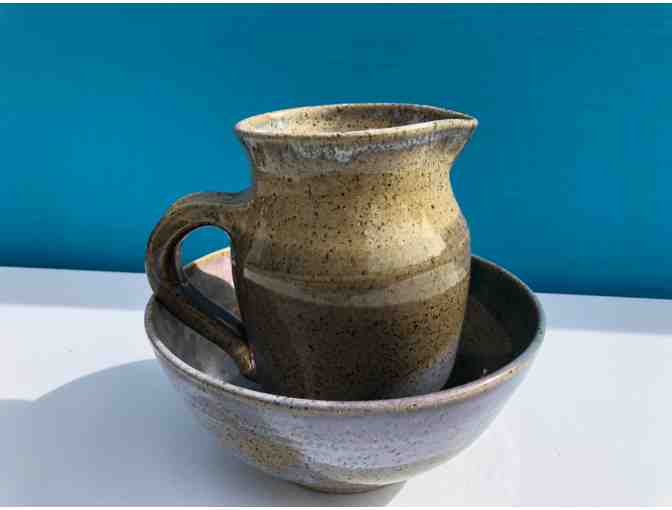 Pottery Bowl and Pitcher Set
