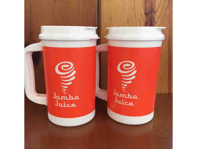 Jamba Juice: Two Whirly Thermo Orange Mugs and 2 Smoothies