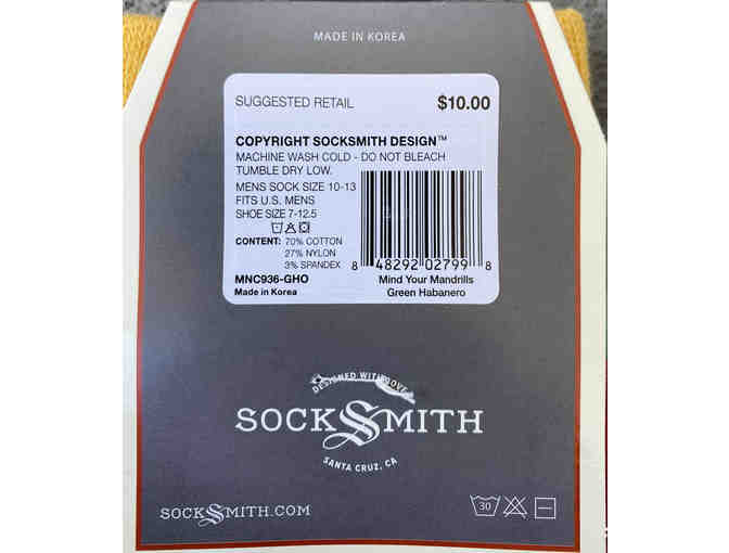 Socksmith Design: Men's 'Mind Your Mandrills - Green Habanero' Socks