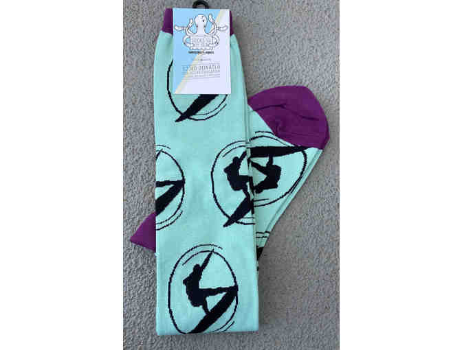 Socksmith Design: Women's 'Santa Cruz Waves - Mint/Black' Knee High Socks