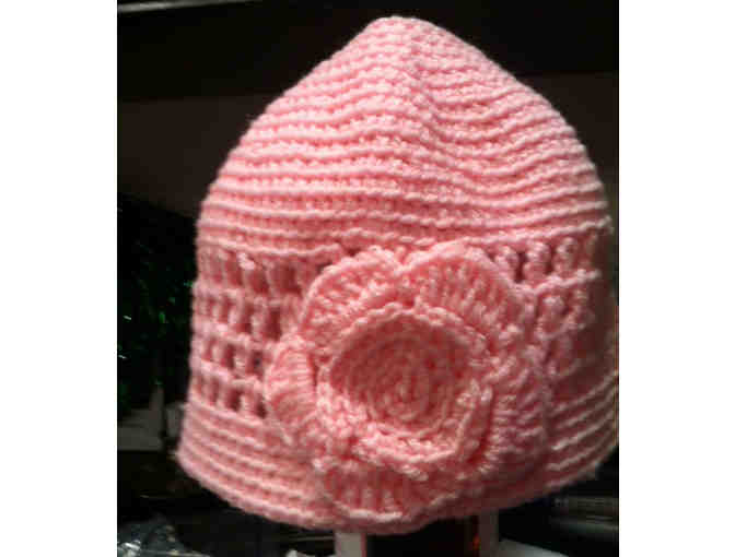 Hand-Knitted Pink Scarf and Matching Hat