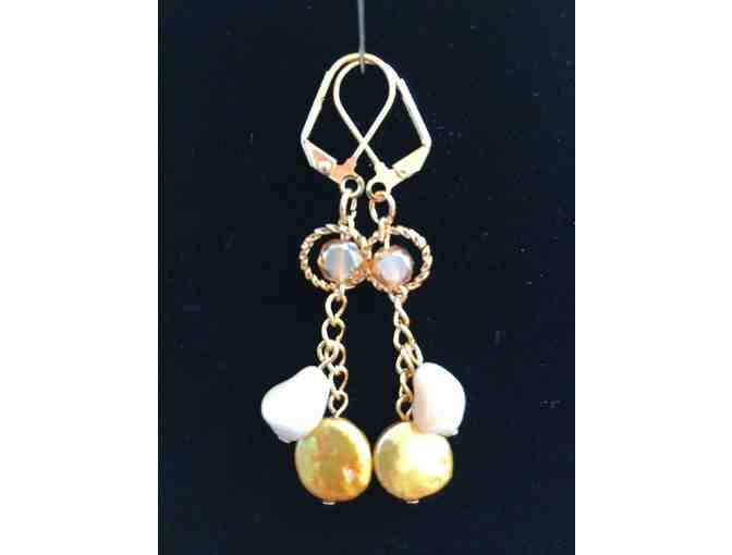 Pearl & Amber Necklace and Matching Earrings