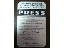 EXCEPTIONALLY RARE 1935 National Jamboree Press Pass for William Hillcourt, MINT!