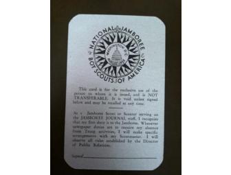 EXCEPTIONALLY RARE 1935 National Jamboree Press Pass for William Hillcourt, MINT!