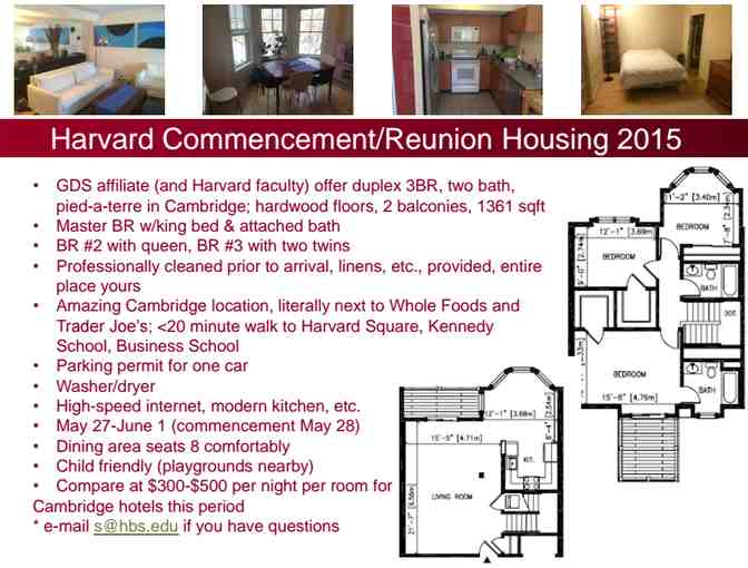 Harvard 2015 Commencement/Reunion Housing