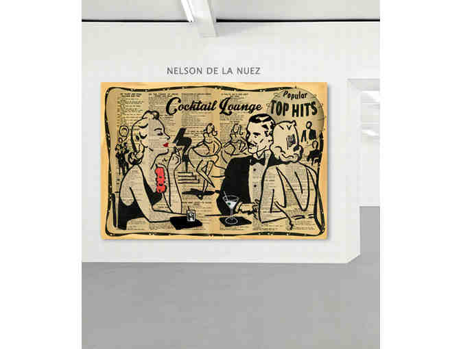 One of a kind, hand painted 'Cocktail Lounge' Art Piece by Nelson De La Nuez