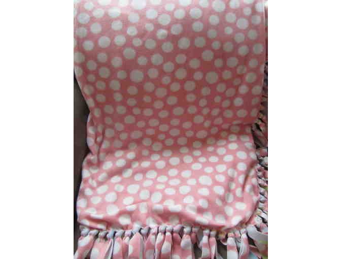 Handmade Fleece Blanket - Animal and Polka Dot