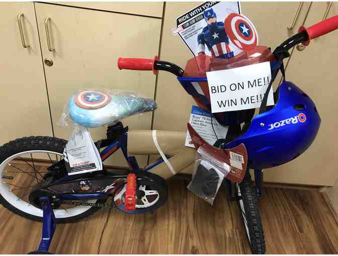16' Huffy Marvel Captain America Bike with Training Wheels and Child Helmet