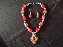 Red Sea Coral & Turquoise Necklace