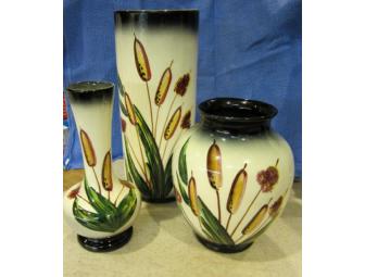 Vintage vase, cattail design #2