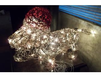 Lighted Basset w/removable Santa Hat