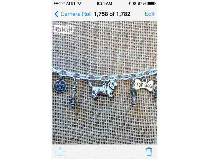 Basset Hound French Silver Plated Charm Bracelet